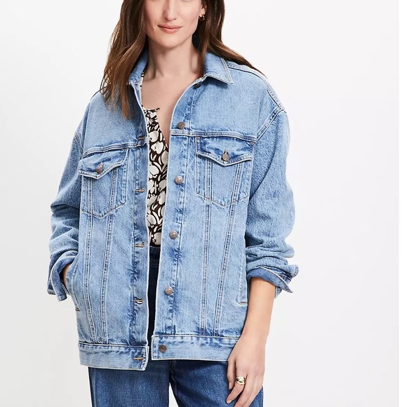 Loft denim oversized jacket size small Ann Taylor - Picture 1 of 7